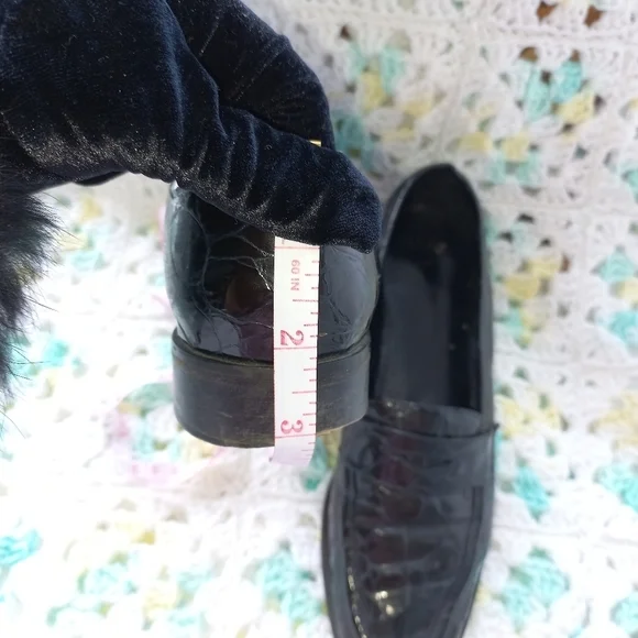 Amalfi Italy Women's Pillow Black Crocodile Pattern Loafers Size 7.5 US - Picture 9 of 14